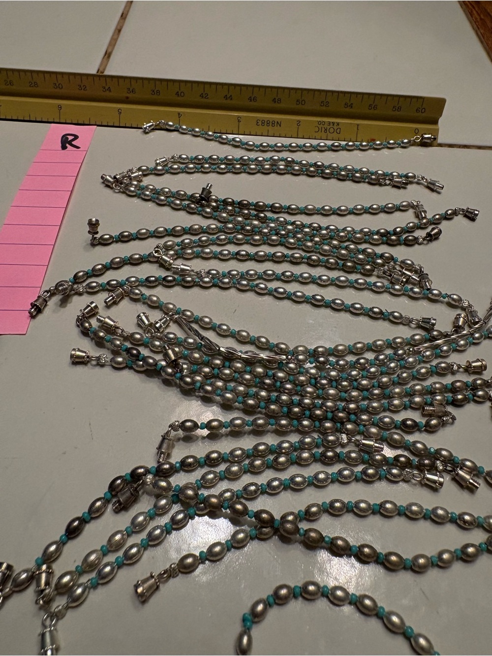 25 Sterling Silver Beaded Bracelets with Turquoise Accents